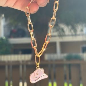 White Cowgirl Hat Gold Braclet